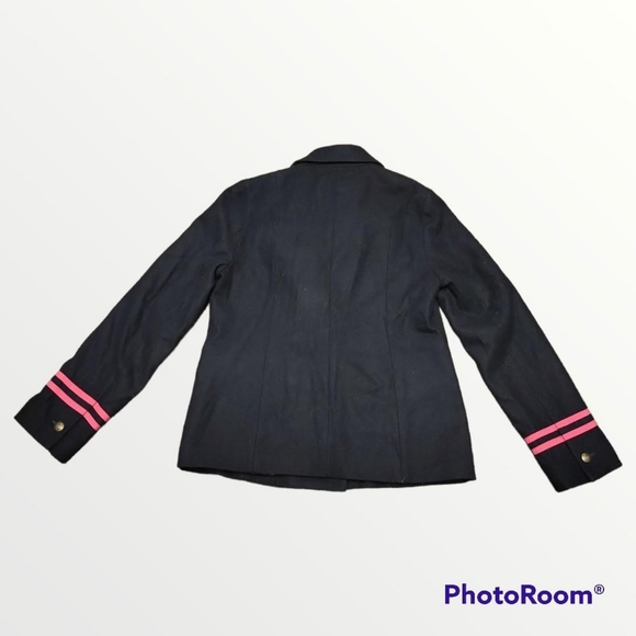 Black Wool Blend Blazer with Pink and Gold Accents - Picture 3 of 4